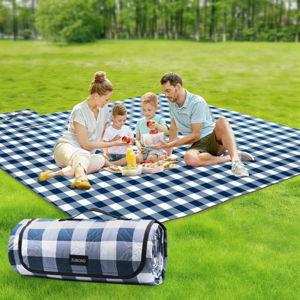 Large Picnic Blanket Outdoor Picnic Mat Waterproof Foldable 80''x80'', Beach Blanket Sandproof for LawnPark, Grass, Travel, Hiking, Camping Essentials, Vintage Gingham Picnic Blanket
