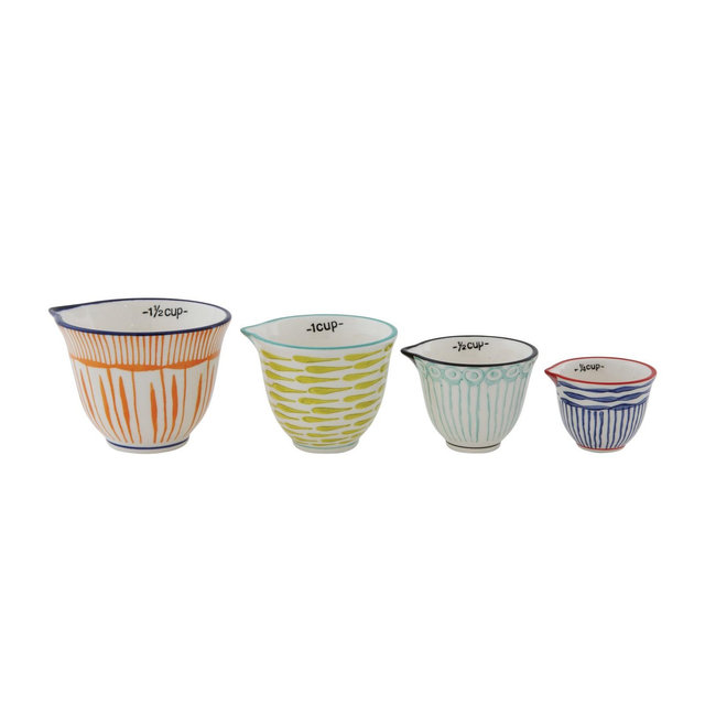 Storied Home Hand Stamped Stoneware Measuring Cups