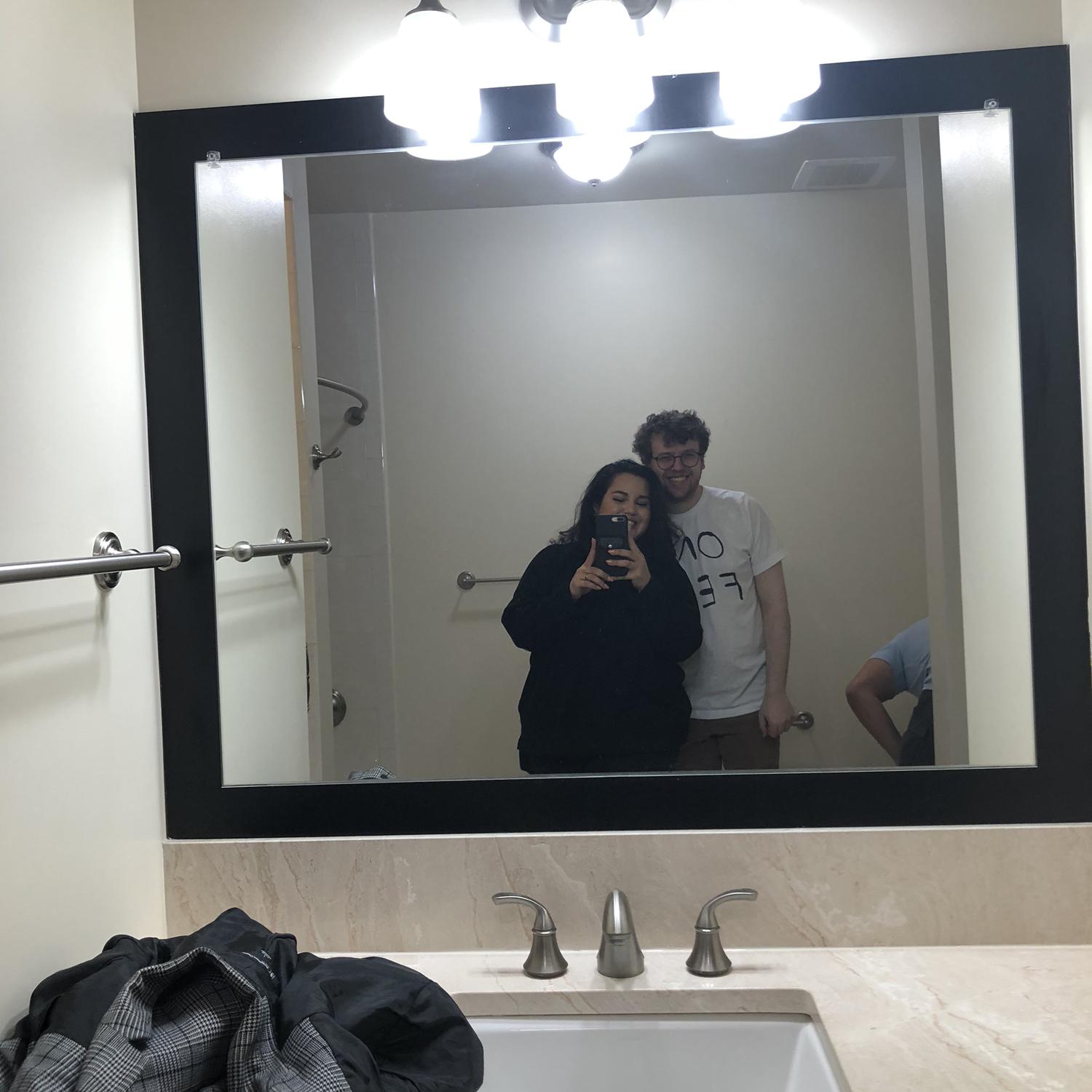 Our first picture in a new apartment! We loved it so much we put down a deposit that same day, which really confused the agent. Also confusing: Brian without a sport coat on.