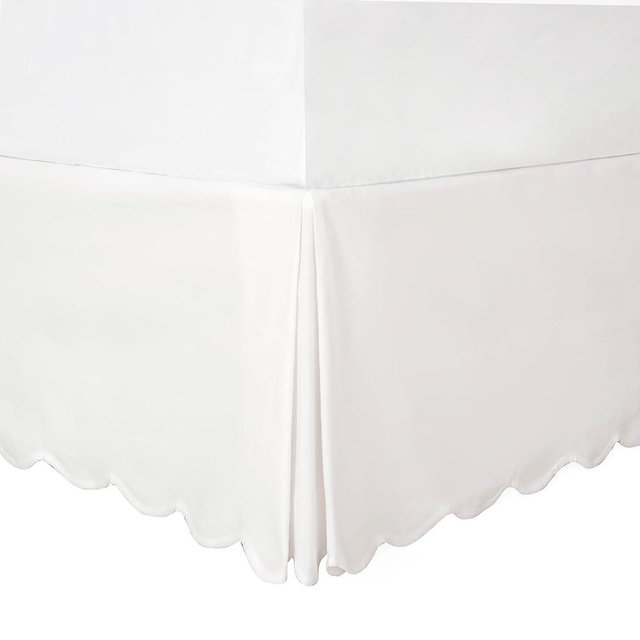 HIG Off-White Chic King Bed Skirt - Easy Fit Scallop Edge Pleated Bedskirts, 14 Inch Drop Anti-Slip Dust Ruffle, Thick Fabric for Enhanced Privacy, Pre-Washed for Long-Lasting Use(N60022)