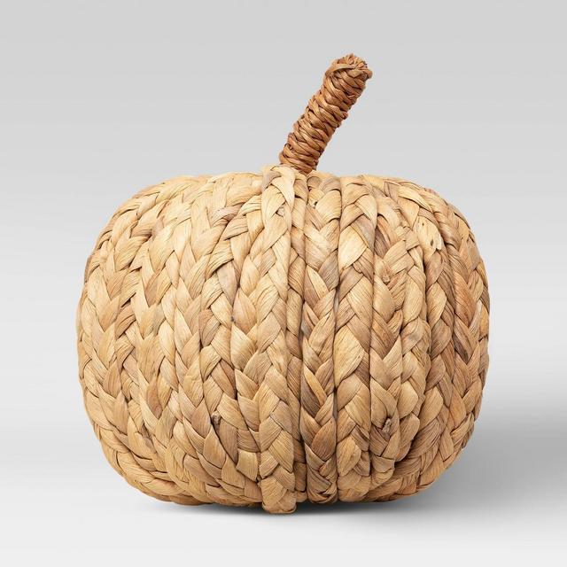 6.5" x 6" Decorative Raffia Pumpkin Figurine Brown - Threshold™