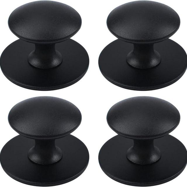MOROBOR Adhesive Cabinet Knobs, 4pcs Self-Stick Instant Kitchen Cabinet Knobs Drawer Pulls Stainless Steel Drawer Knobs for Windows, Wardrobes, Cabinets, Drawers (Matte Black)