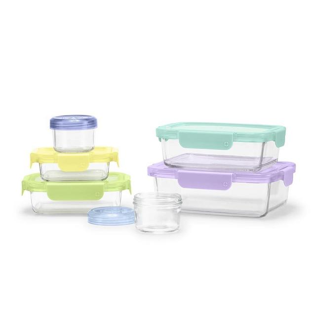 Ello Color Lock 12PC Mixed Glass Food Storage Sets, Leak-Proof Glass Food Storage Containers with Airtight BPA-Free Plastic Lids, Dishwasher, Microwave, and Freezer Safe, Purple Rain