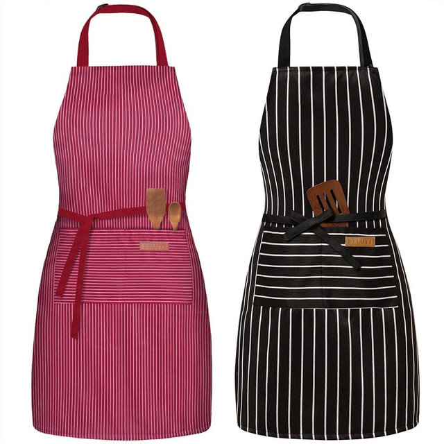 BeLuyi 2 Pack Adjustable Bib Apron with 2 Pockets Chef Cooking Kitchen Restaurant Aprons for Women Men