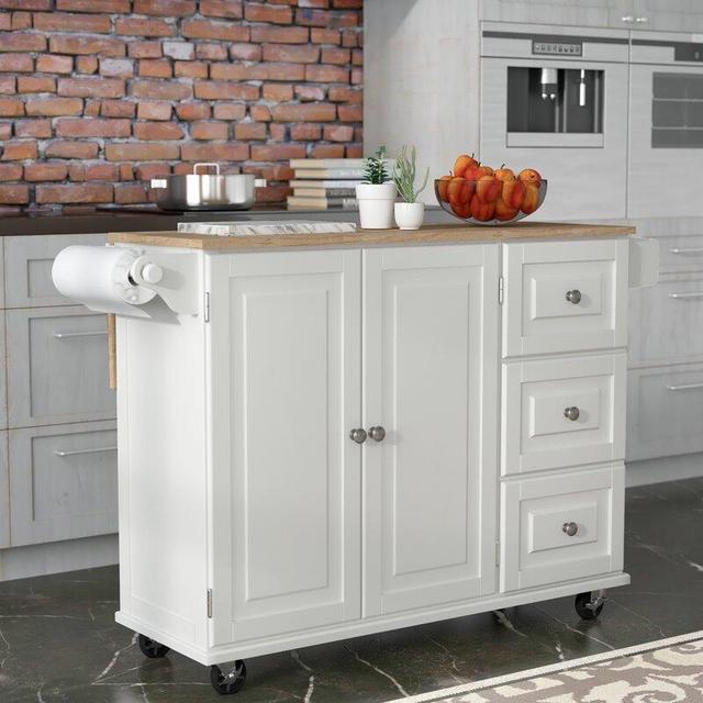 Kuhnhenn Kitchen Cart with Solid Wood Top