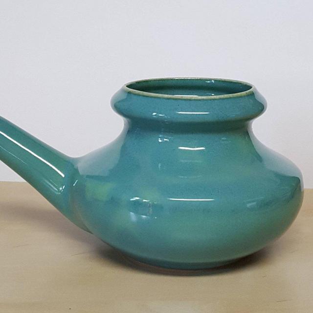 Handmade Ceramic Neti Pot - Double Glazed, Triple Fired- Seafoam