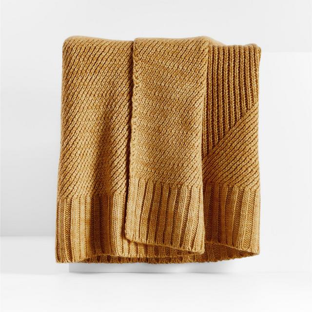 Equinox 70"x50" Tupelo Honey Sweater Knit Throw Blanket