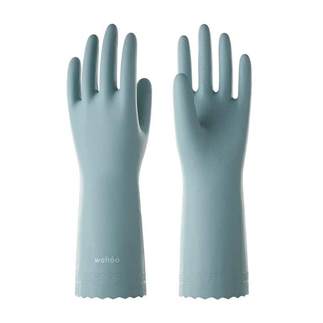 LANON Wahoo Series Waterproof Dishwashing Gloves, PVC Ultra-Thin Reusable Household Cleaning Gloves, Unlined, Non-Slip, DEHP Free, Intertek Listed, Medium
