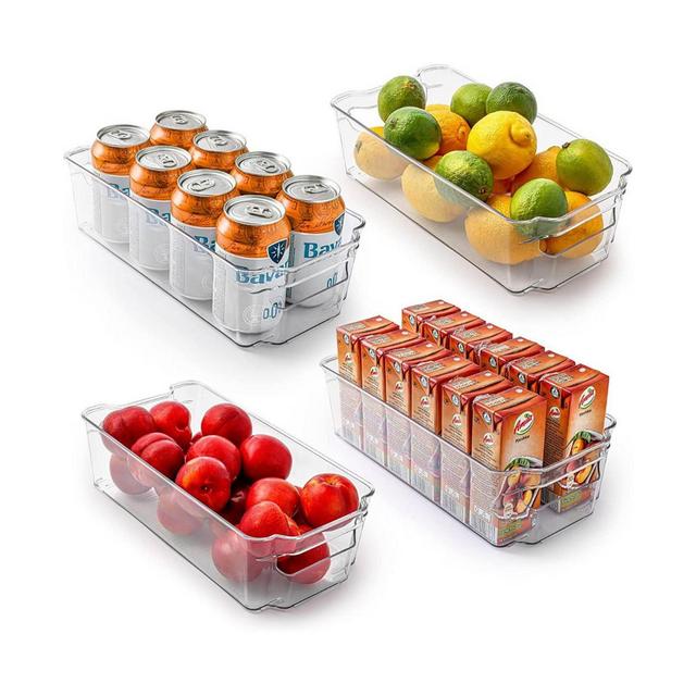 4 Pack Medium Clear Fridge Organizers and Storage
