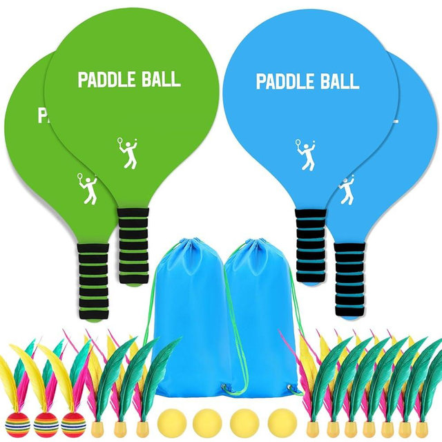 2 Paddle Ball Sets - Funny Paddleball Rackets Game, Outdoor Sports Toys for Kids Adults Family Games Yard Lawn Party Supplies