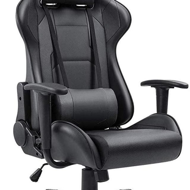 Homall Gaming Chair Office Chair High Back Computer Chair PU Leather Desk Chair PC Racing Executive Ergonomic Adjustable Swivel Task Chair with Headrest and Lumbar Support(Black)