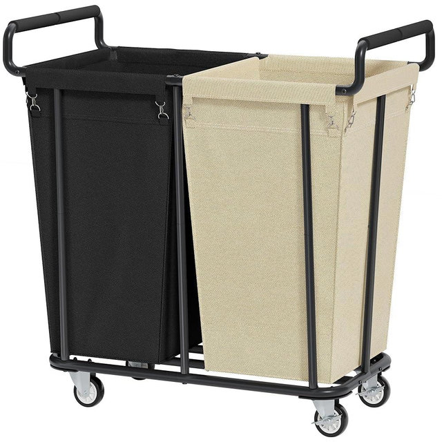 Gewudraw Large laundry hamper with Wheels, 2 Bag 360L Big Rolling Laundry Basket Sorter Cart, Extra Large Laundry Clothes Hamper, Heavy Duty Laundry Basket Organizer for Laundry Room,Bathroom