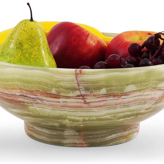 Marble Fruit Bowl For Kitchen Counter Green Onyx 10" Inch Handmade Fruit Bowl For Kitchen Table, Marble Fruit Basket For Dining Table, Fruits Bowl