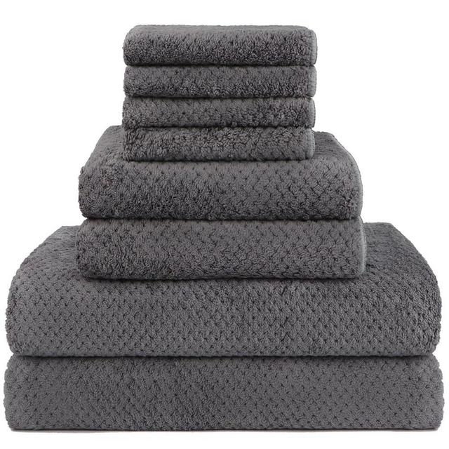 HOMEXCEL 8 Piece Bath Towel Set, Microfiber Bathroom Towel - 2 Bath Towels, 2 Hand Towels, and 4 Wash Cloths, Super Soft, Highly Absorbent Towels for Bathroom, Gym, Hotel, and Spa (Grey)