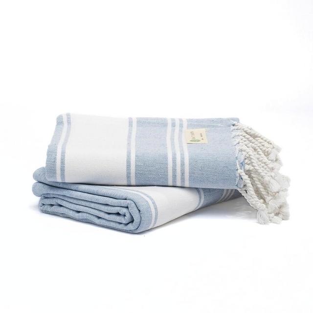 Salt Earth Cotton Turkish Beach Towel, Set of 2 Large, Bathroom, Beach Essentials, Gym, Quick Dry for Shower, Lightweight Large Towels for All (Sky Blue)
