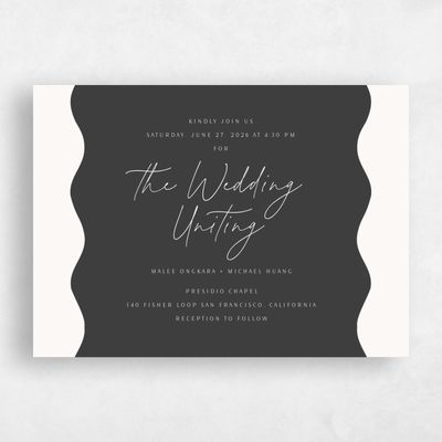 Dark Charcoal, Grey Wedding Invitation - Molnar Landscape