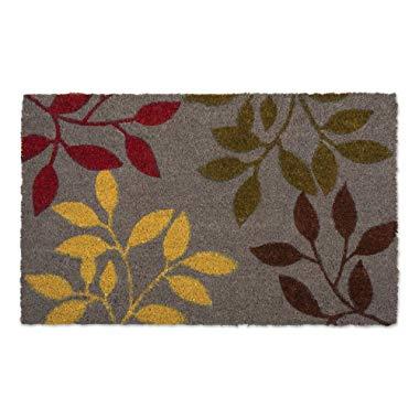 Natural Coir Coco Fiber Non-Slip Outdoor/Indoor Doormat, 18x30", Heavy Duty Entry Way Shoes Scraper Patio Rug Dirt Debris Mud Trapper Waterproof-Natural Ferns