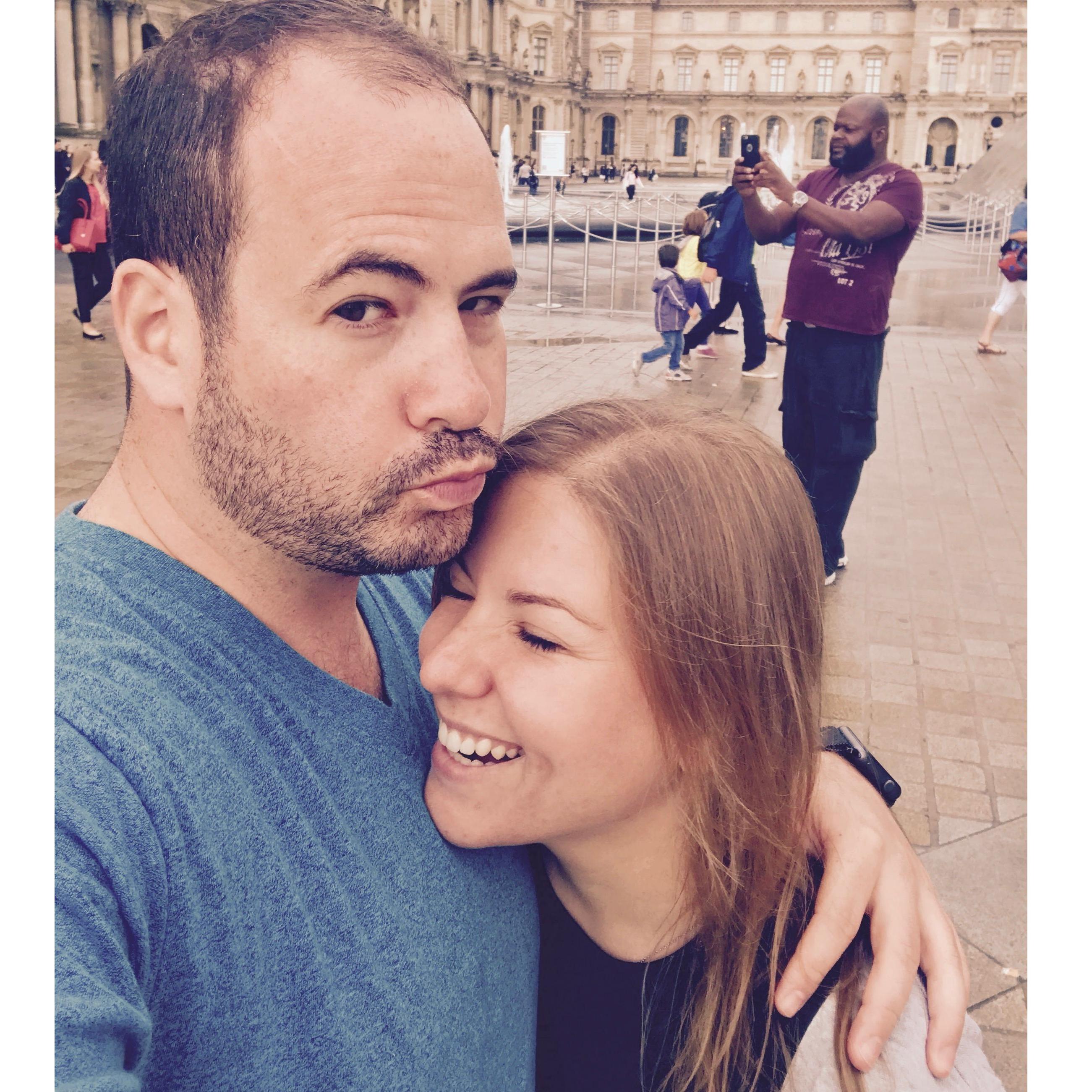 Having fun at the Louvre in Paris