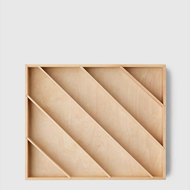 Wide Utensil Organizer With Diagonal Compartments – Birch