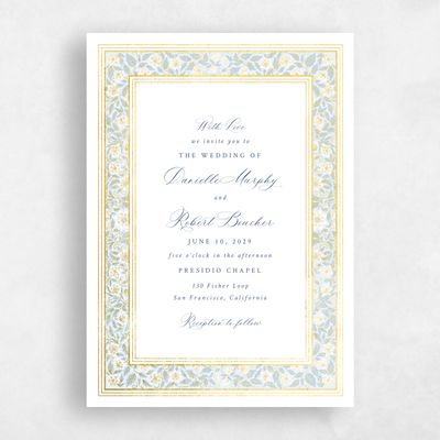 Light Sky, Blue Wedding Invitation - Eudora Portrait Foil