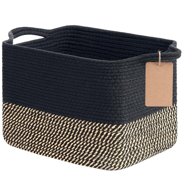 Goodpick Woven Storage Basket for Shelves, Small Wicker Baskets for Shoes,Towel, Toy Baskets Storage Kids, Empty Gift Basket with Handles, 13 x 10 x 9 Inches