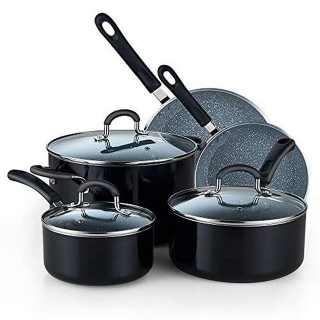 Cook N Home 8-Piece Nonstick Heavy Gauge Cookware Set, Marble
