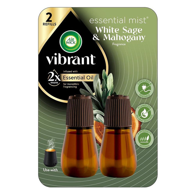 AIR WICK Essential Mist Twin Refill – White Sage & Mahogany (2x.67) oz.