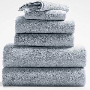 Organic Turkish Cotton Mist Blue Bath Towels