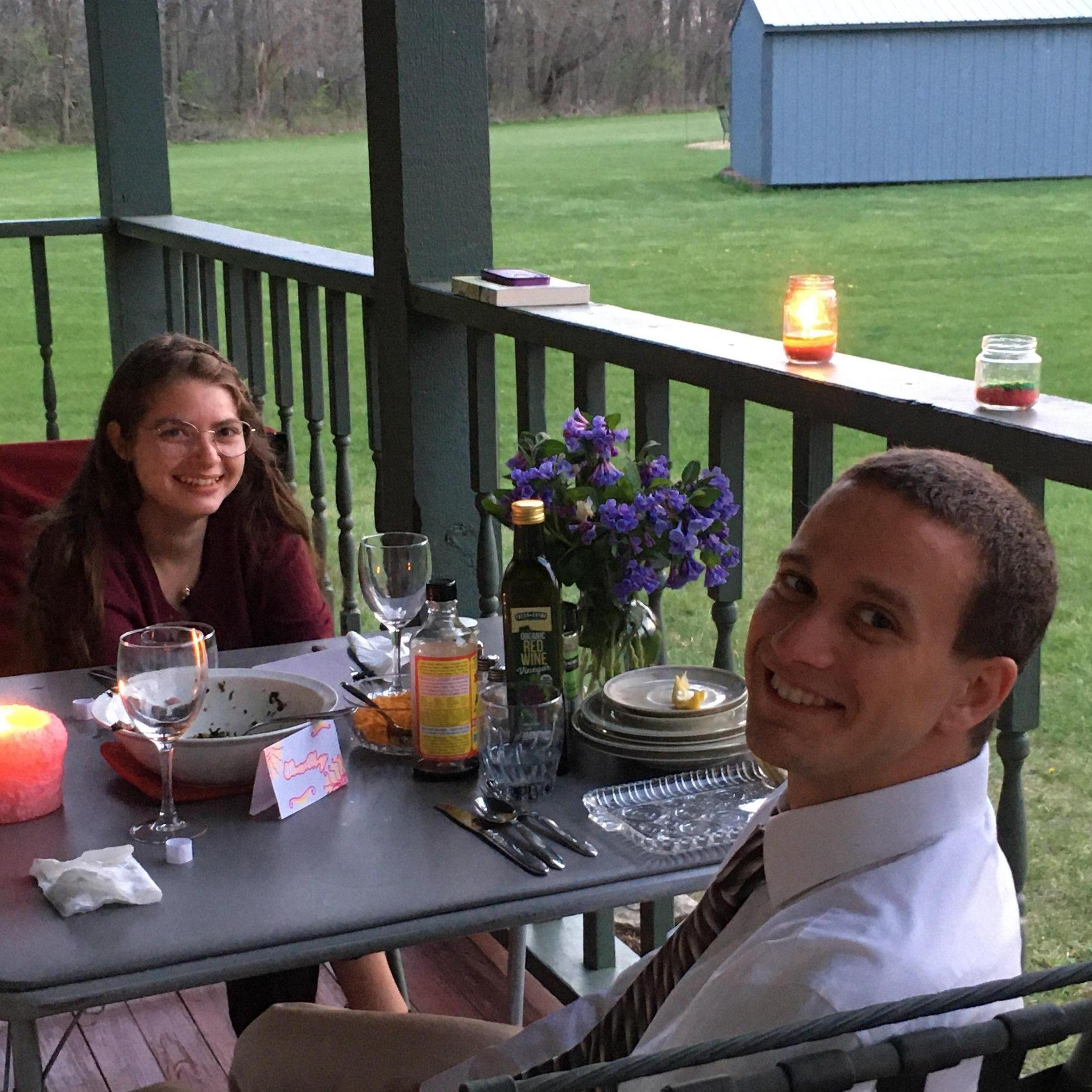 During the COVID lockdown in April 2020, Tim's sister Angela prepared us a candlelit dinner for a date night at home.
