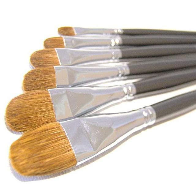 Red Sable Filbert Paint Brushes - Set of 6 Acrylic, Watercolor, Mixed Media or Oil Paint Brushes. Long Handle Professional Art Supplies for Canvas Painting