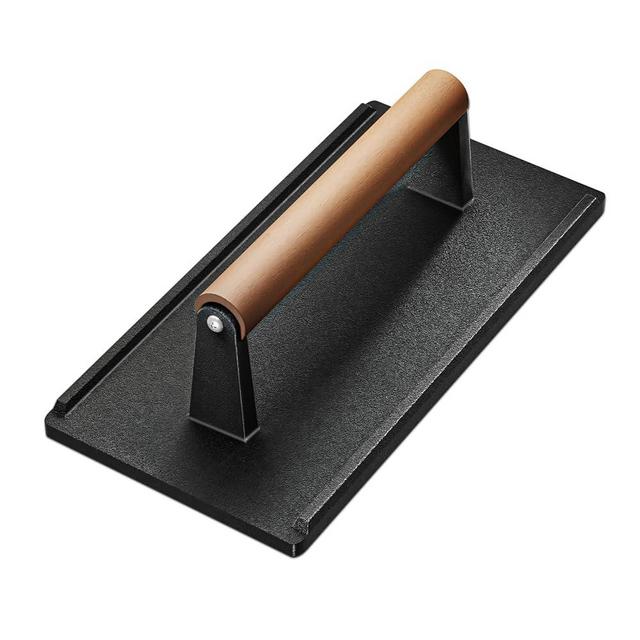 Yoehka Cast Iron Grill Press-1PCS, Heavy Duty Bacon/Burger/Griddle/Chef Press with Wood Handle, Perfectly Grilled Steak,Meat,Sandwich,Panini, 2.25lbs Cooking Weight,Rectangle(8.27"×4.25"×3.35”in)