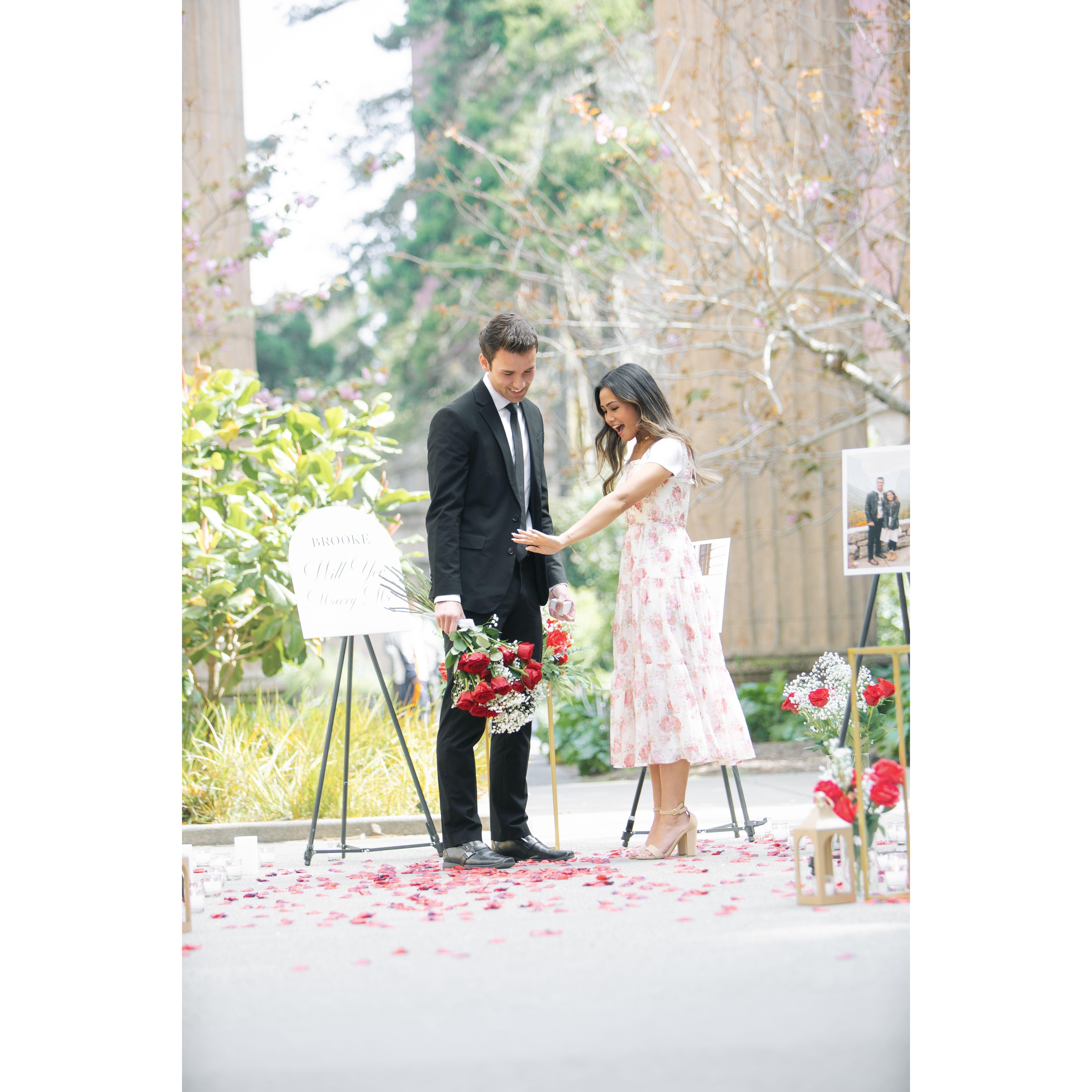 Taking a second to admire the new weight on Brooke's finger.