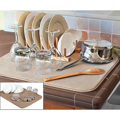 SCS Direct Beige Dish Drying Mat - Extra Large Dish Drying Mat - 18" x 24"