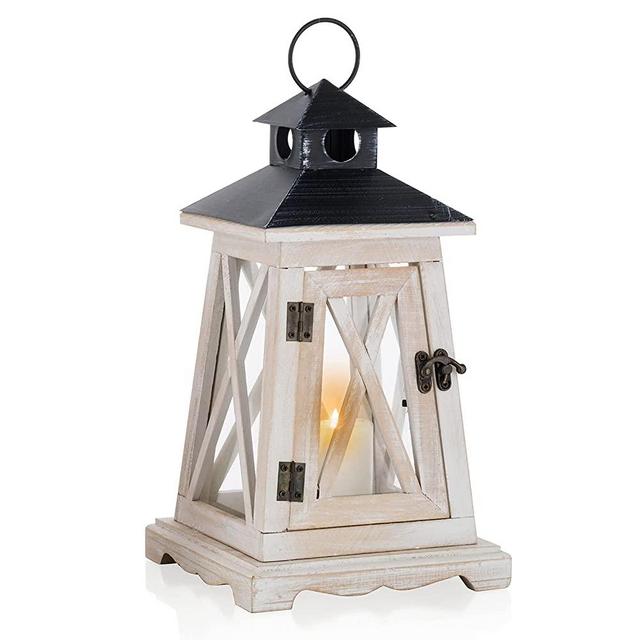 Sziqiqi Vintage Candle Lanterns for Farmhouse - Decorative Outdoor Lantern with Handle - Large Candle Holder Rustic Wedding Decor