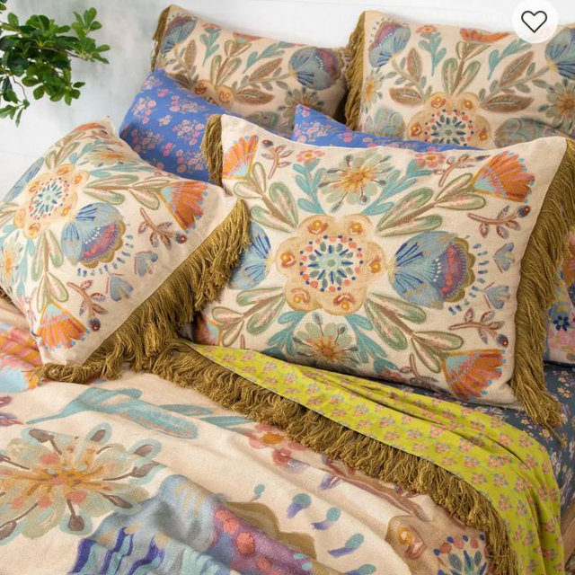 Boho Fringe Shams, Set of 2 - Cream Mandala