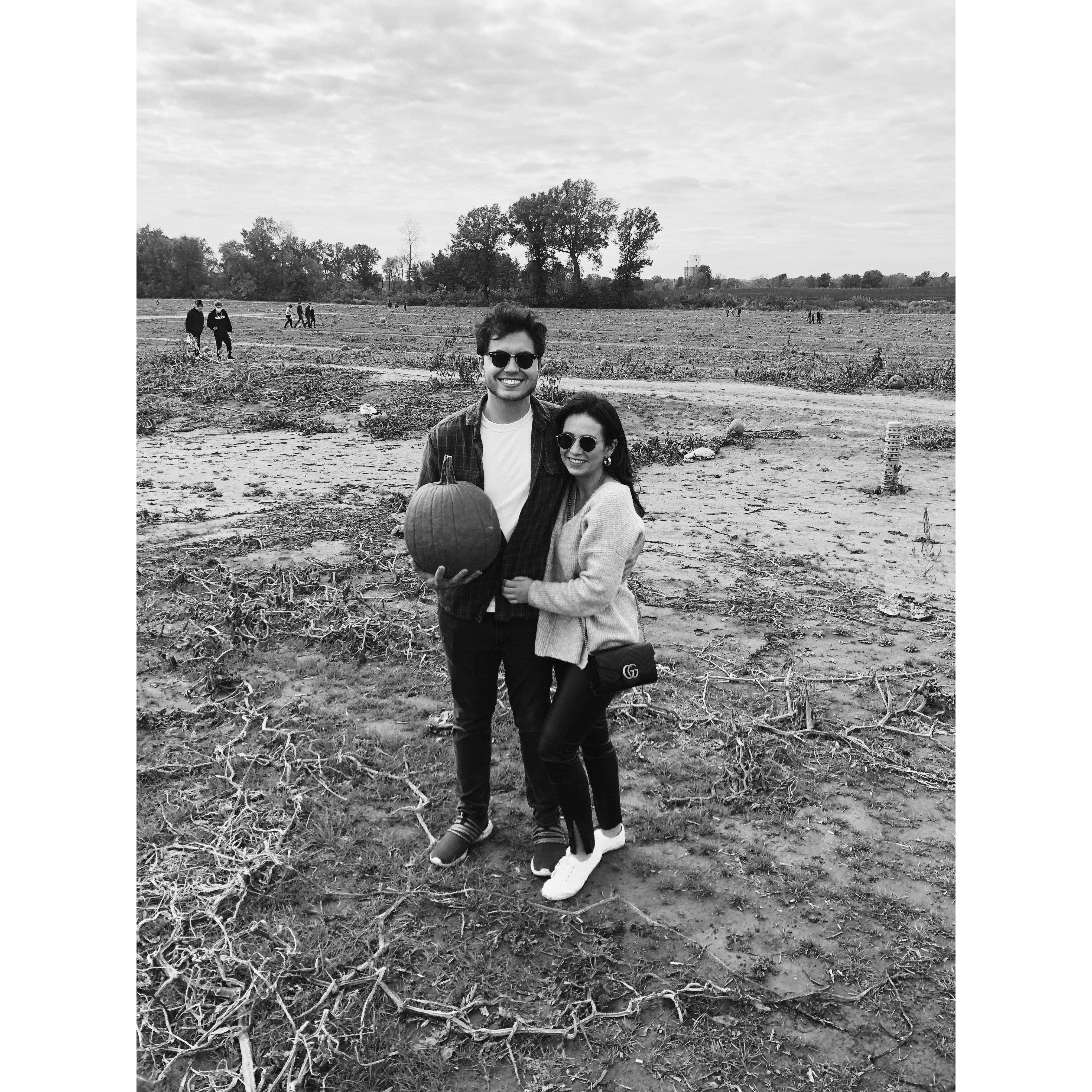 Pumpkin picking in fall 2020! Becca made Grant instagram official with this picture :)
