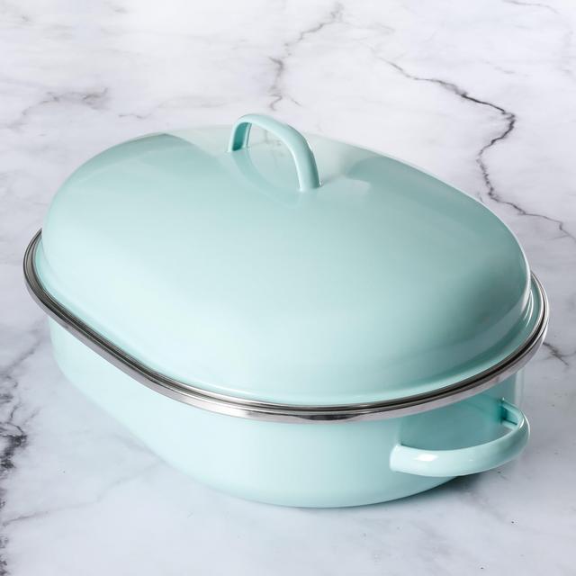 Martha Stewart Enamel Oval Roaster with Lid
