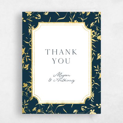 Deepest Teal, Blue Wedding Thank You - Vasara Portrait Foil