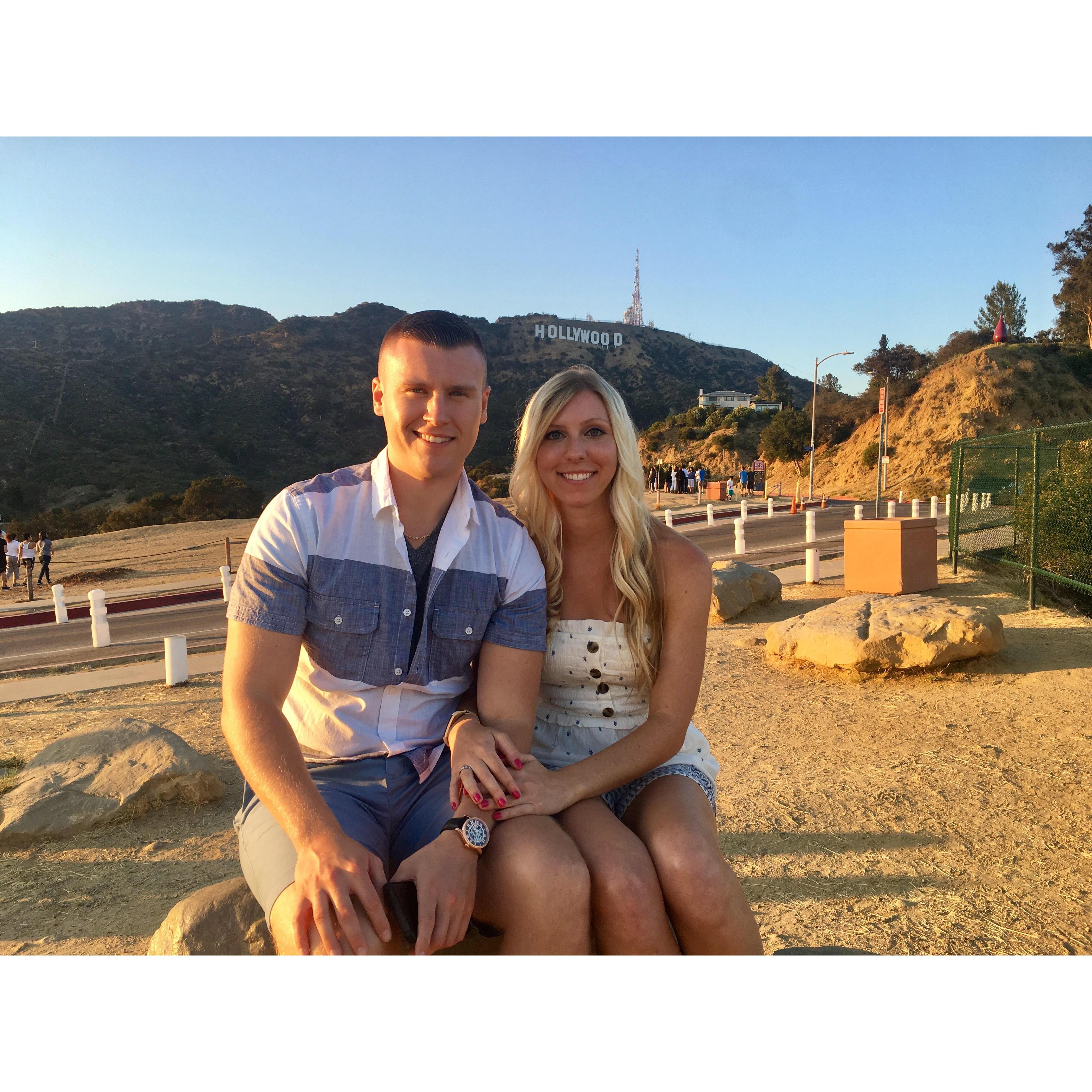 In front of the Hollywood sign