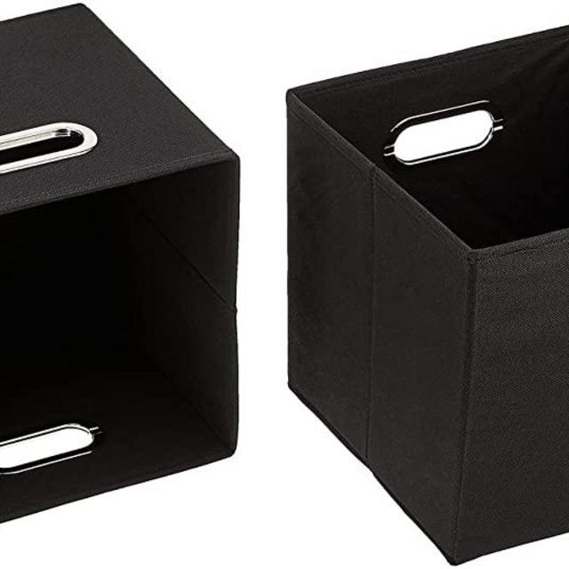 Household Essentials 34-1 Decorative Storage Cube Set with Removable Lids | Black | 2-Pack