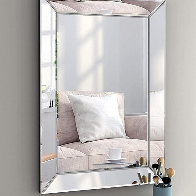 COGOOD Large Rectangular Wall Mirror 28"x39" - Angled Beveled Mirror Frame for Vanity, Hallway, Bathroom, Living Room Hangs Horizontal or Vertical