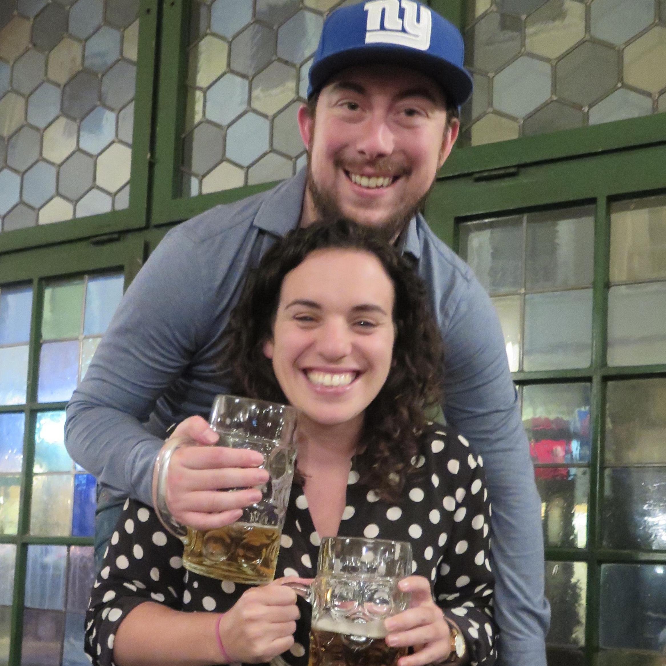 All smiles in Munich, Germany the night before Oktoberfest!