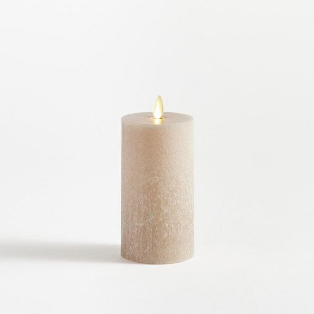 Premium Flickering Flameless Salt Washed Wax Pillar Candle, 3" x 6" - Dove
