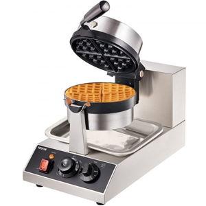 VEVOR Commercial Waffle Maker, 1 Piece per Batch, 1300W Round Waffle Iron, Non-Stick Waffle Baker Machine 110V