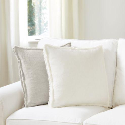 Laurel Frayed Box Edge Pillow - White