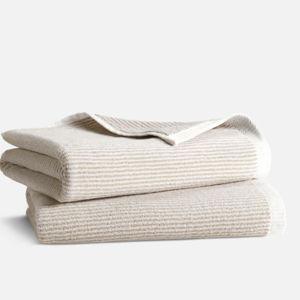 Turkish Cotton Bath Towels | Striped Pebble | Set of 2