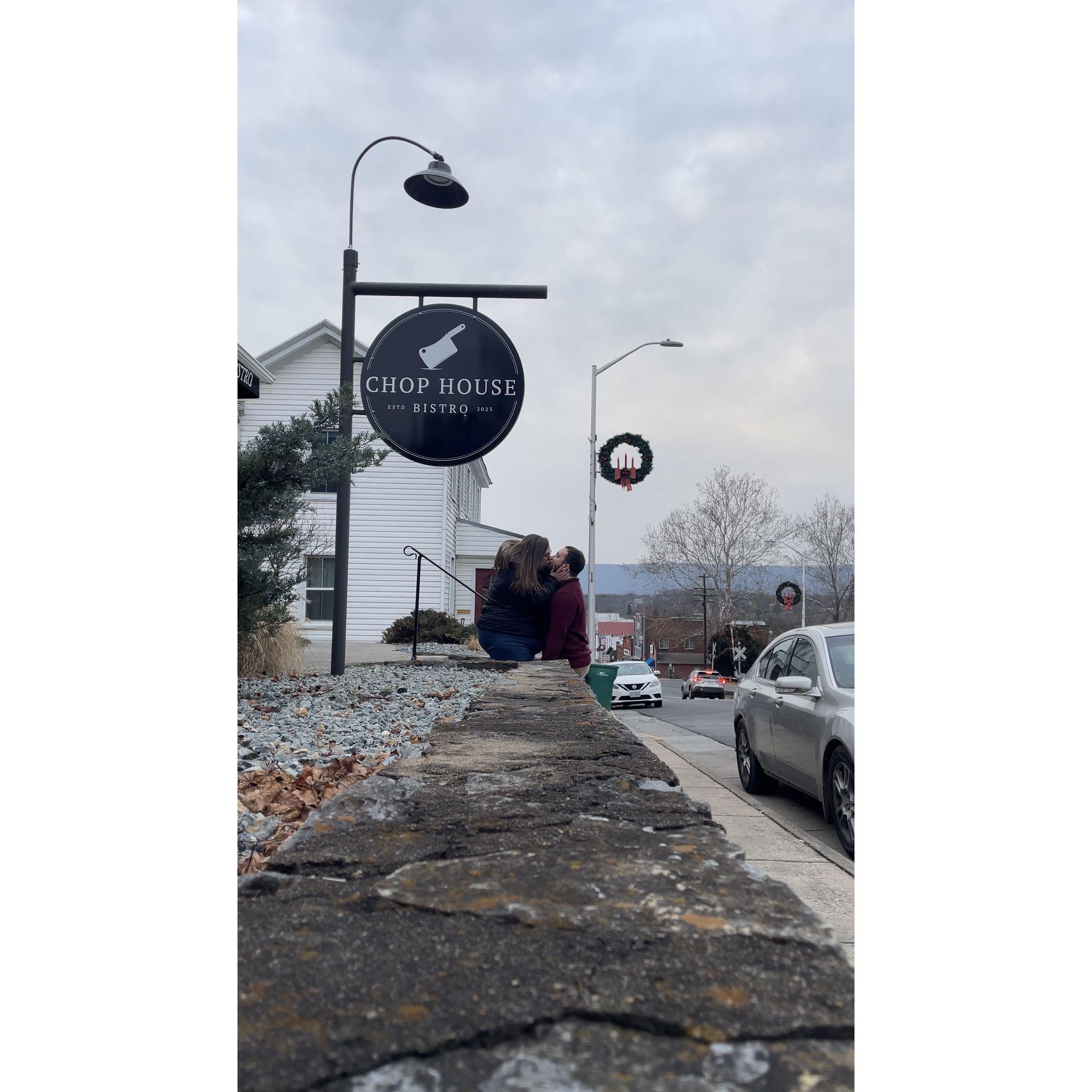 Our first date engaged: winery and dinner. Luray, VA