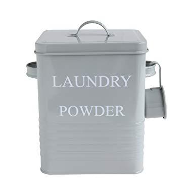 Bloomingville Metal""Laundry Powder" Bin With Lid And Scoop, Grey