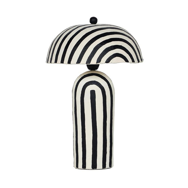 Tov Furniture Maiori Black Striped Papier Mache Table Lamp