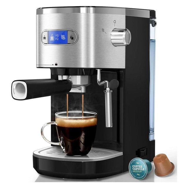 ZAFRO Espresso Machine 20 Bar, Semi-Automatic Professional Coffee Machine for Cappuccino & Latte with Milk Frother Steam Wand,LCD Display,Black